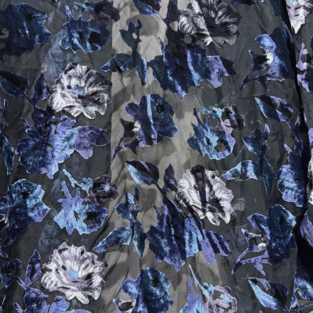 Forever 21 Burnout Velvet Floral Kimono – Black/Blue Sheer Boho Whimsigoth Shawl - Picture 8 of 9